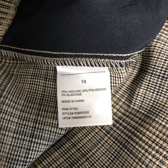 Rafaella Stretch Plaid Ankle Pants Womens Size 18 Warm Taupe Comfy Career NEW - Picture 6 of 8